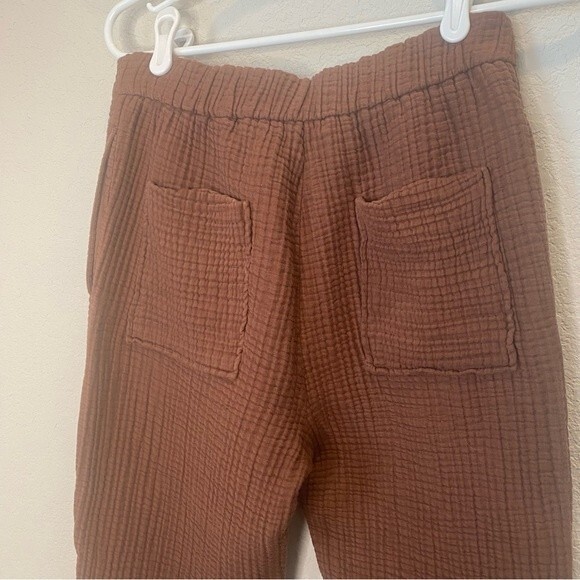 Zara Chocolate Brown Gauzy Cotton Slim Leg Drawstring Pants - Size M - EUC - Picture 4 of 5